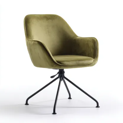 Sedia da ufficio Velluto-Metallo 60x60x90 cm - Verde-Nero - Design ergonomico-Craftgoloft