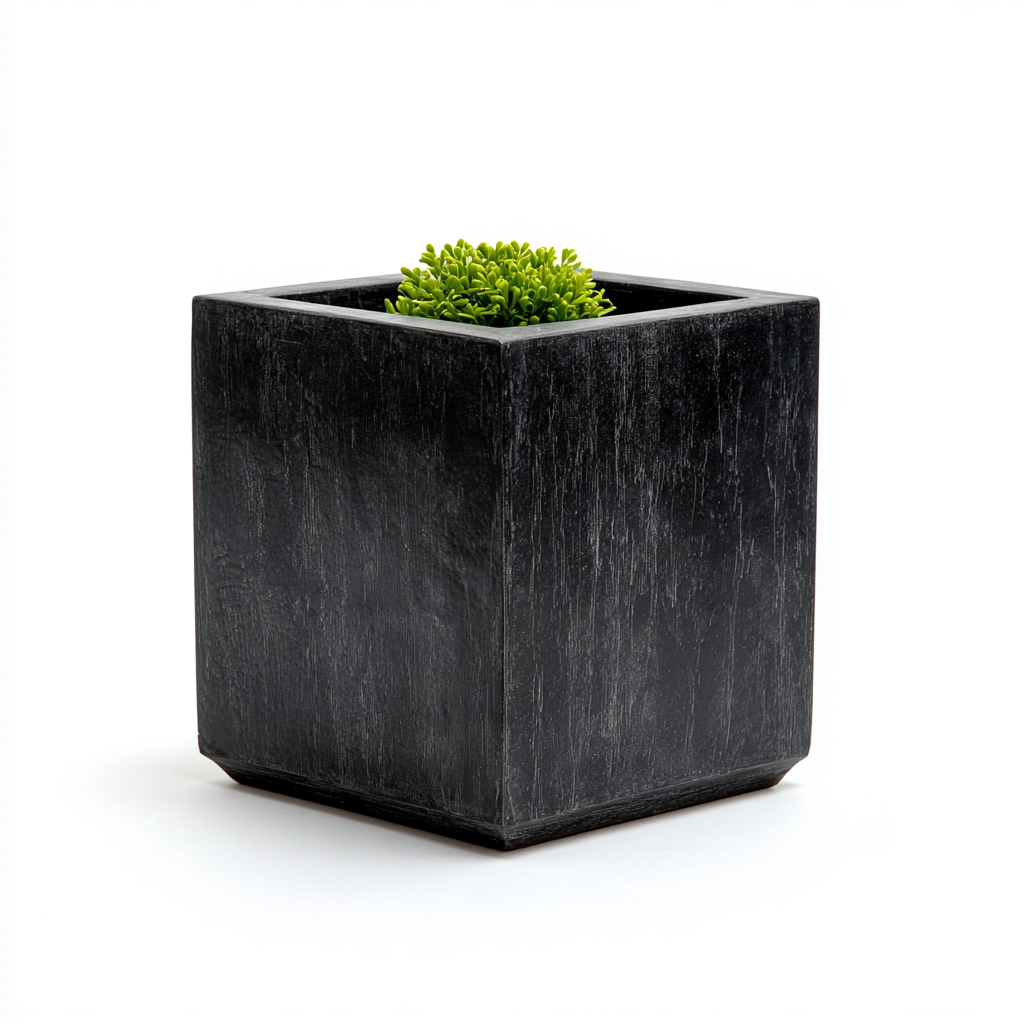 Vaso per piante resina 22x22x26 cm nero adatto per esterno design moderno-Craftgoloft