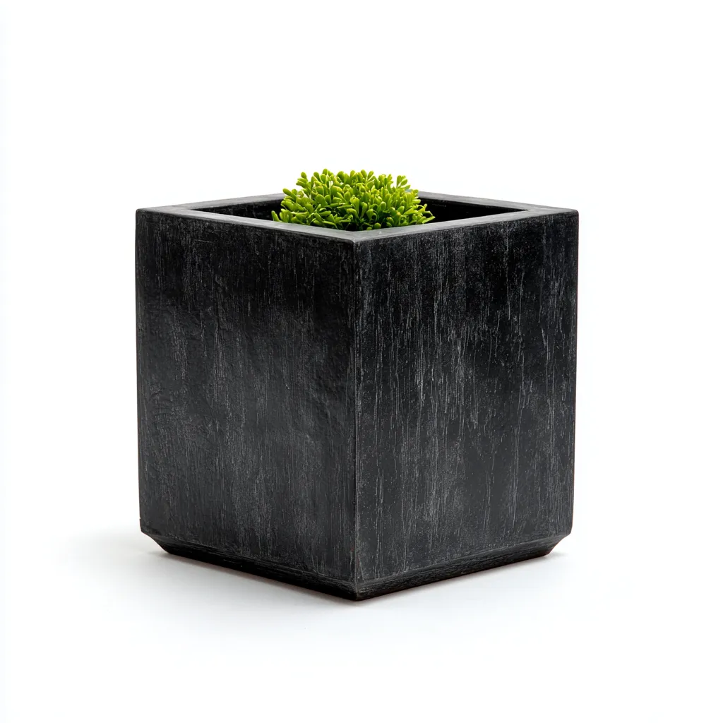 Vaso per piante resina 22x22x26 cm nero adatto per esterno design moderno-Craftgoloft