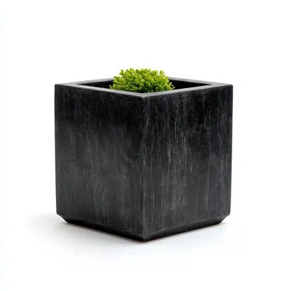 Vaso per piante resina 22x22x26 cm nero adatto per esterno design moderno-Craftgoloft