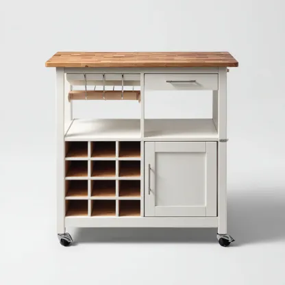 Isola da cucina in legno 100x60x90 cm - bianco-marrone - design funzionale per cucina-Craftgoloft