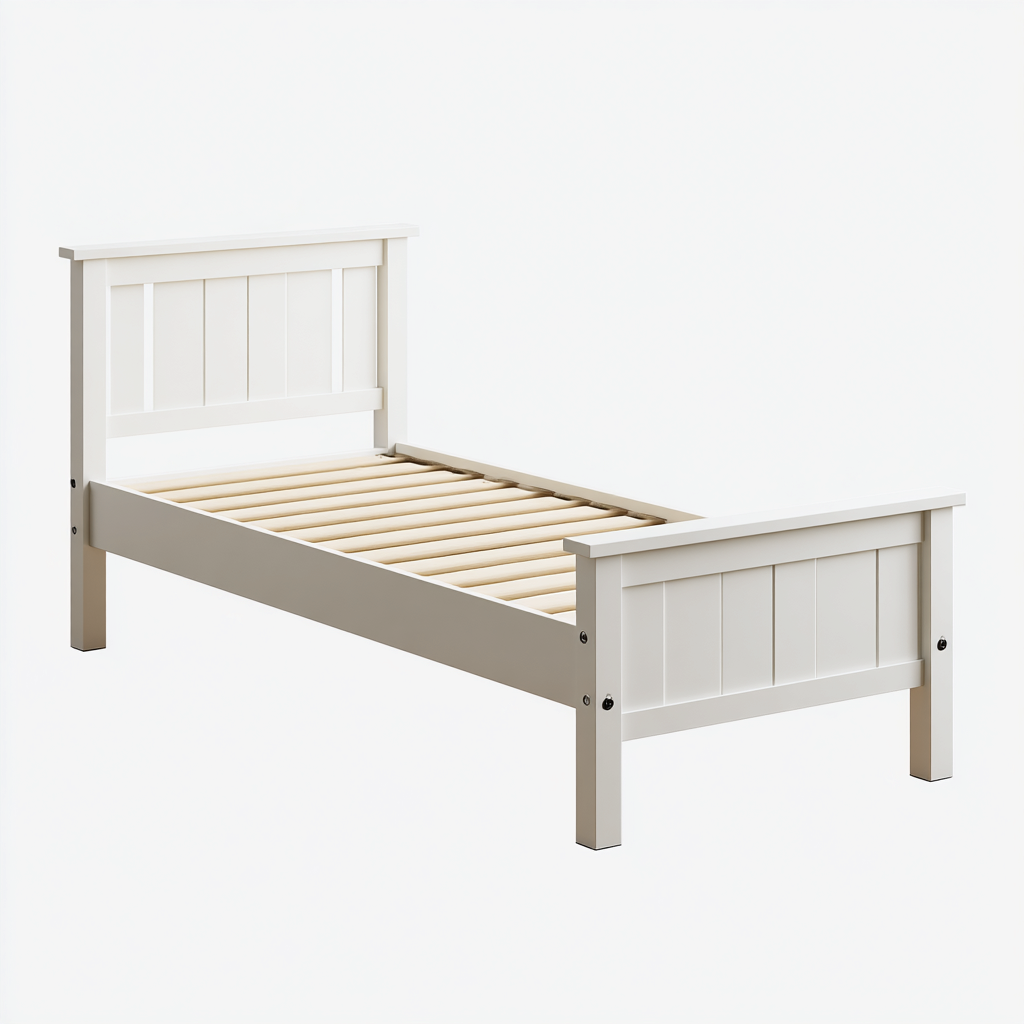 Letto singolo Legno 200x100x95 cm - Bianco - Stile classico-Craftgoloft