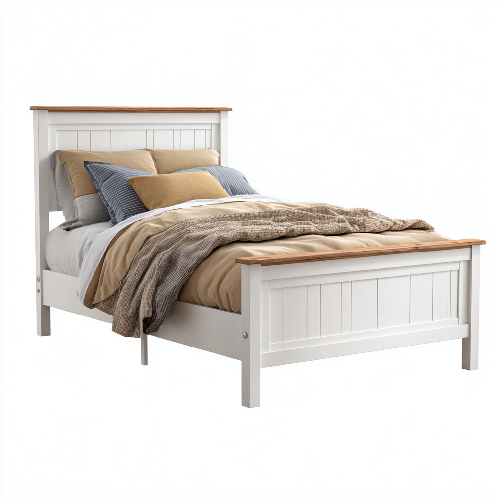 Letto singolo Legno 200x100x95 cm - Bianco-Legno - Stile classico-Craftgoloft