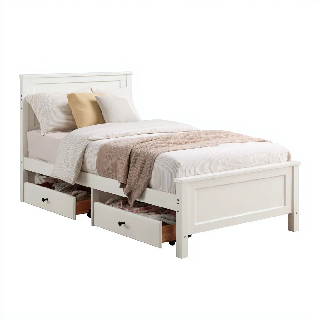 Letto singolo in legno 204x100x95 cm - bianco - design moderno-Craftgoloft