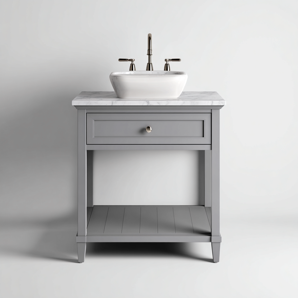 Mobile lavabo in legno 78x52x85 cm - grigio-bianco - design moderno-Craftgoloft