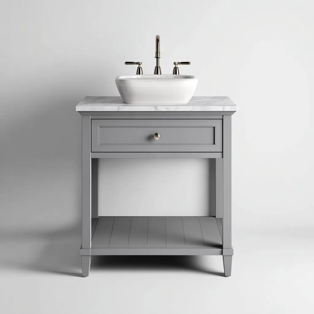 Mobile lavabo in legno 78x52x85 cm - grigio-bianco - design moderno-Craftgoloft