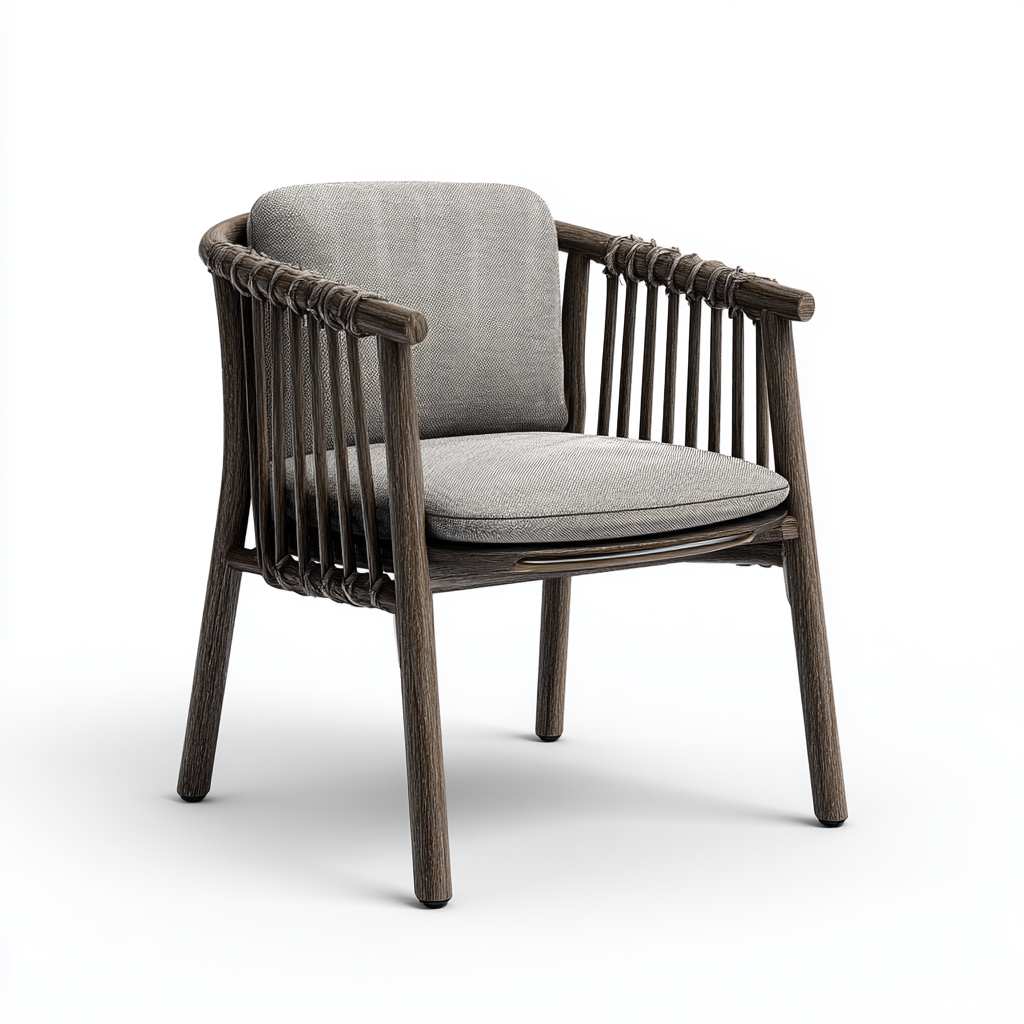 Sedia da giardino legno e corde 58x56x78 cm - grigio-marrone - design moderno-Craftgoloft