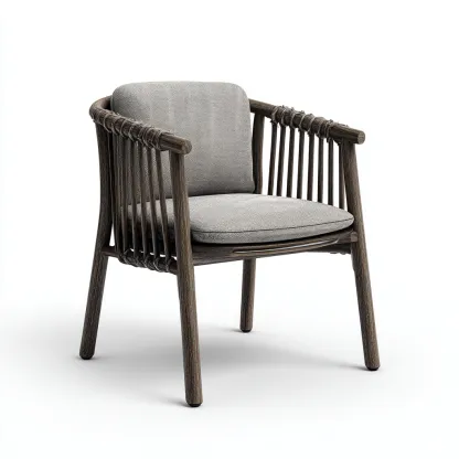 Sedia da giardino legno e corde 58x56x78 cm - grigio-marrone - design moderno-Craftgoloft