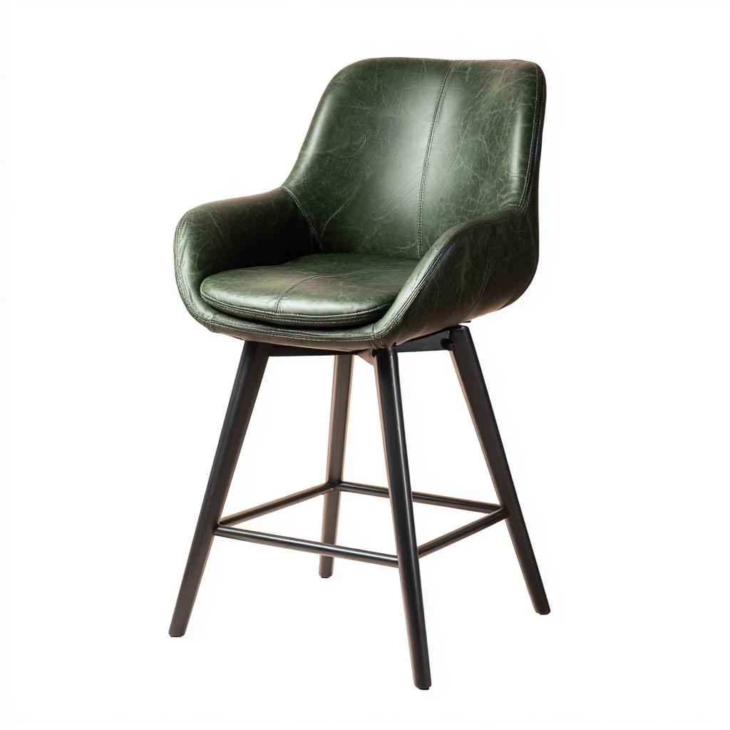 Sgabello da bar in pelle 52x50x98 cm verde per cucina - design moderno-Craftgoloft