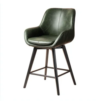 Sgabello da bar in pelle 52x50x98 cm verde per cucina - design moderno-Craftgoloft