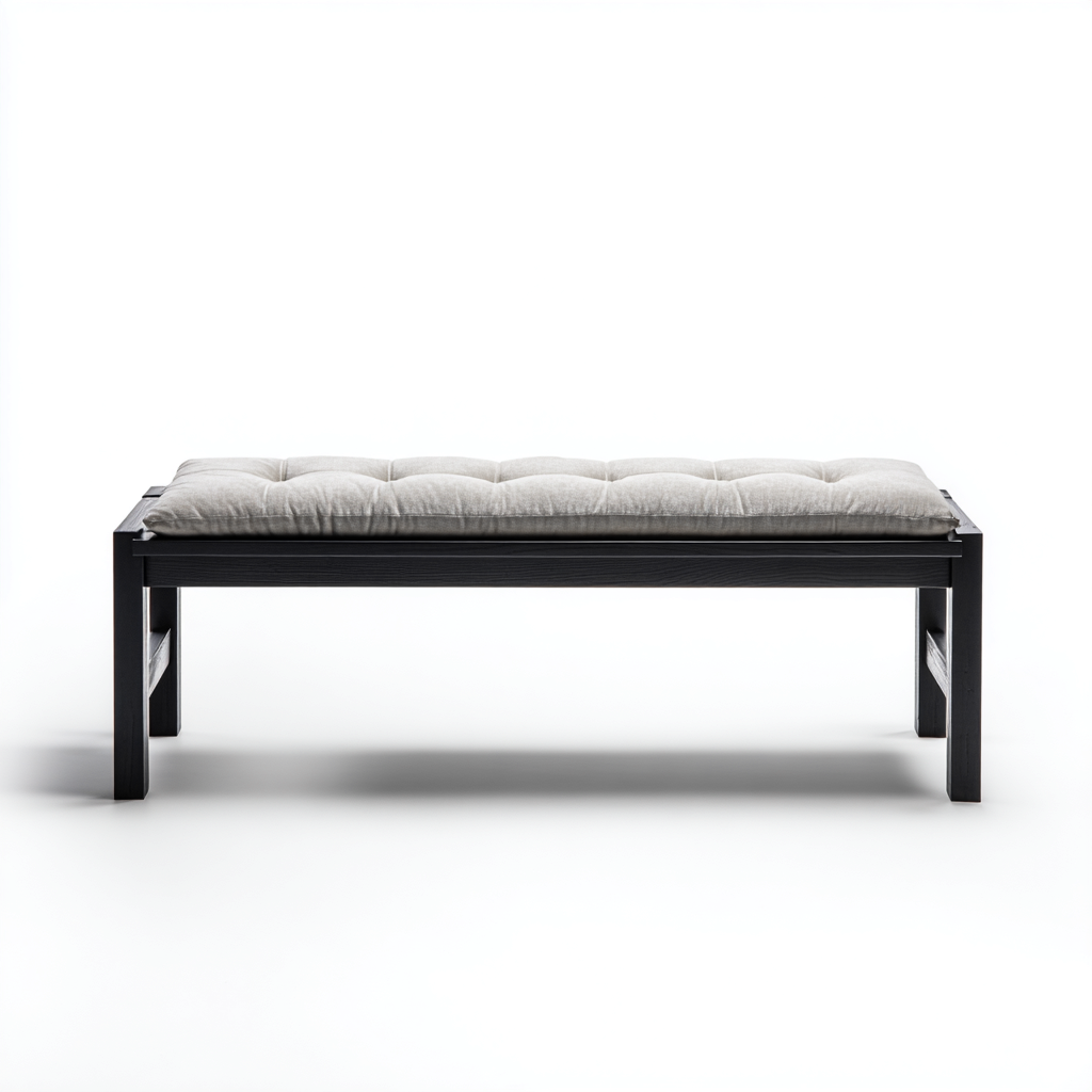 Panca per letto Tessuto-Legno 110x40x46 cm - Nero-Beige - Seduta imbottita-Craftgoloft