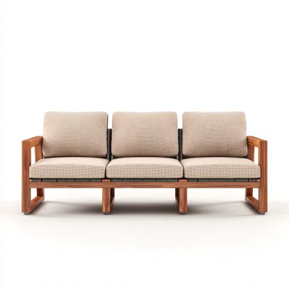 Divani da esterno tre posti struttura in legno 180x75x78 cm beige-legno naturale design moderno-Craftgoloft