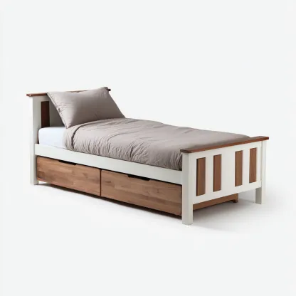 Letto singolo legno 200x100x95 cm bianco-naturale adatto per camera da letto design moderno-Craftgoloft