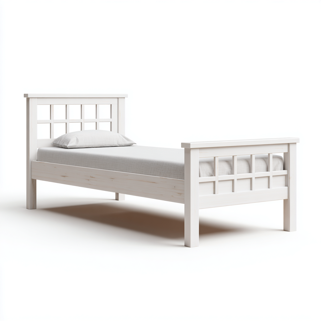 Letto singolo 200x100x95 cm struttura in legno bianco - stile moderno - per camera da letto-Craftgoloft