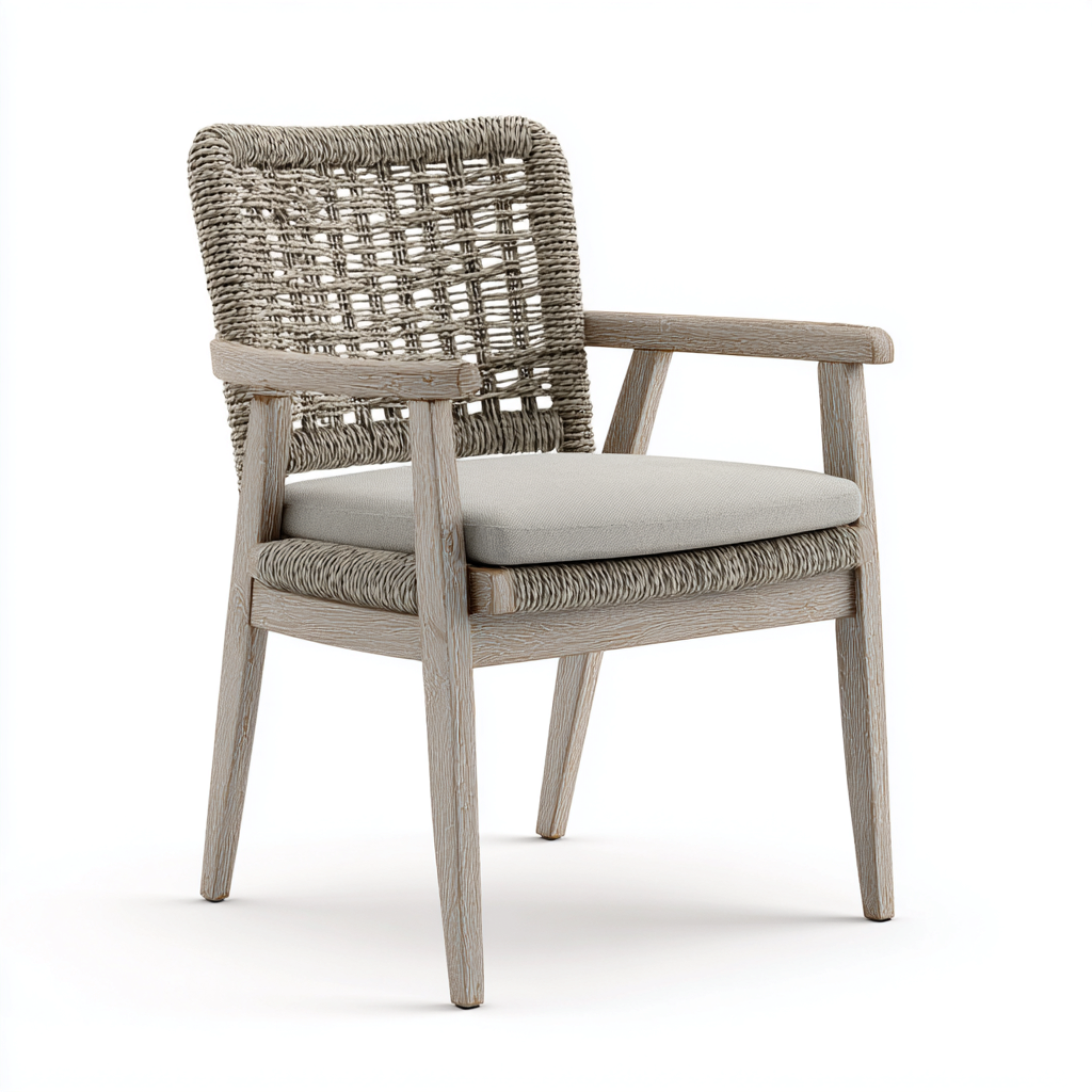 Sedie da giardino 58x60x82 cm struttura in legno con intreccio decorativo seduta imbottita - design naturale - per esterno-Craftgoloft