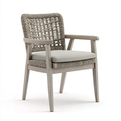 Sedie da giardino 58x60x82 cm struttura in legno con intreccio decorativo seduta imbottita - design naturale - per esterno-Craftgoloft