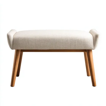 Panca per letto imbottita in tessuto 90x38x47 cm - avorio-legno naturale - design moderno-Craftgoloft