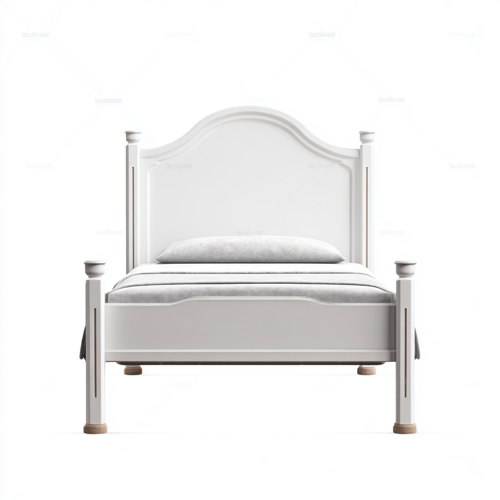 Letto singolo 205x105x125 cm struttura in legno bianco - stile classico - per camera da letto-Craftgoloft