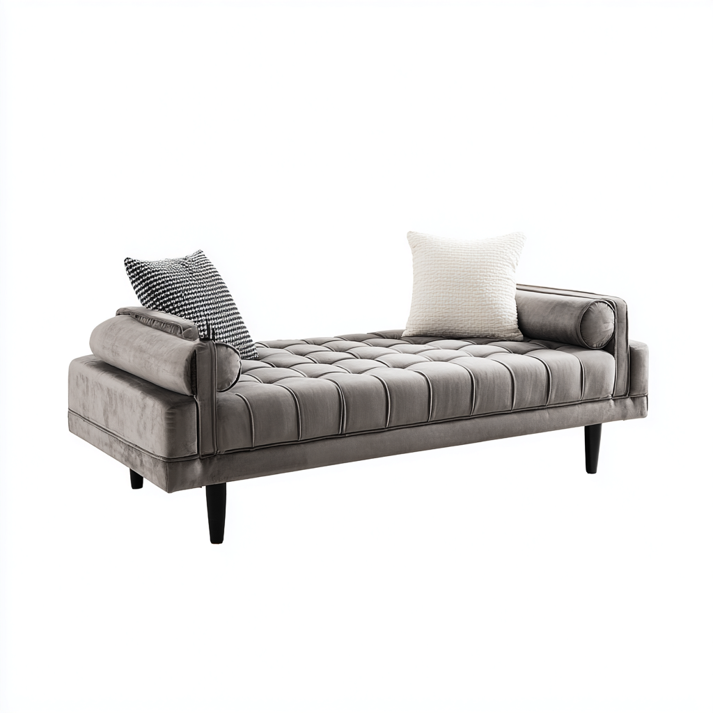 Divano letto 180x75x80 cm rivestimento in velluto grigio chiaro - design moderno - per soggiorno-Craftgoloft