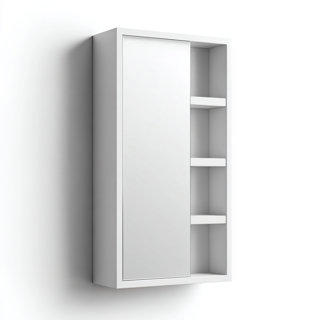 Mobile bagno MDF e specchio 45x15x70 cm bianco adatto per bagno design moderno-Craftgoloft