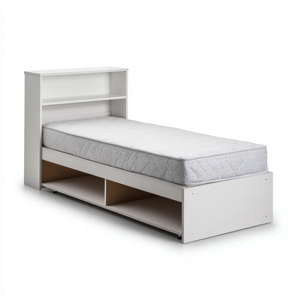 Letto singolo Legno 200x100x95 cm - Bianco - Con vani aperti-Craftgoloft