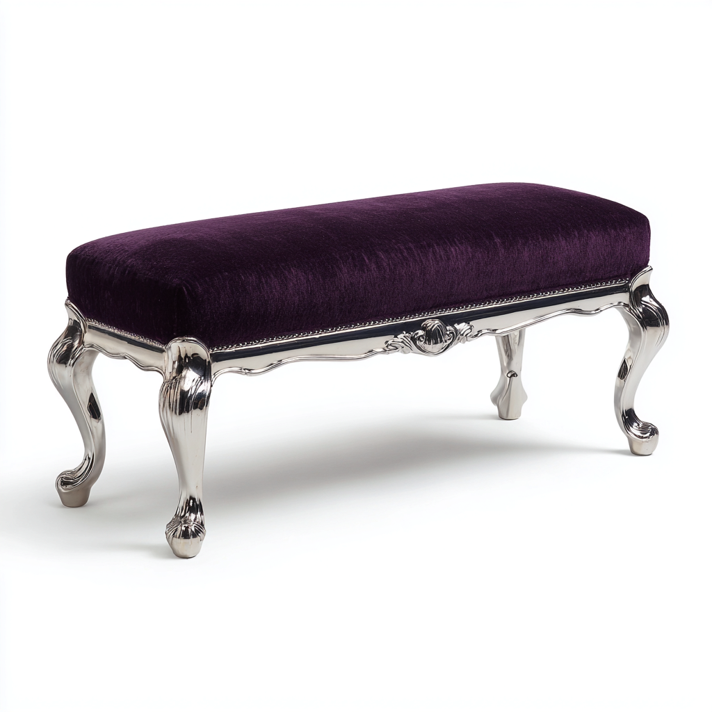 Panca per letto in velluto 110x42x47 cm - viola-argento - stile classico-Craftgoloft