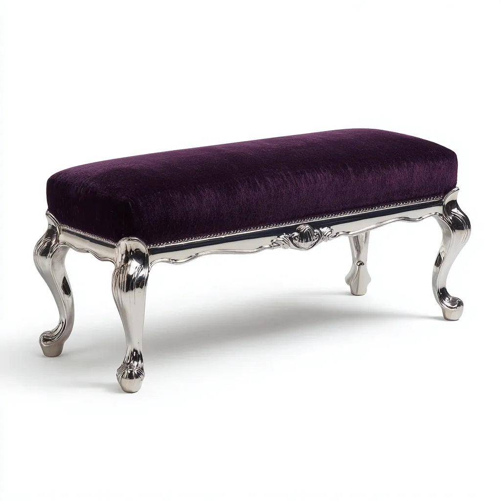 Panca per letto in velluto 110x42x47 cm - viola-argento - stile classico-Craftgoloft