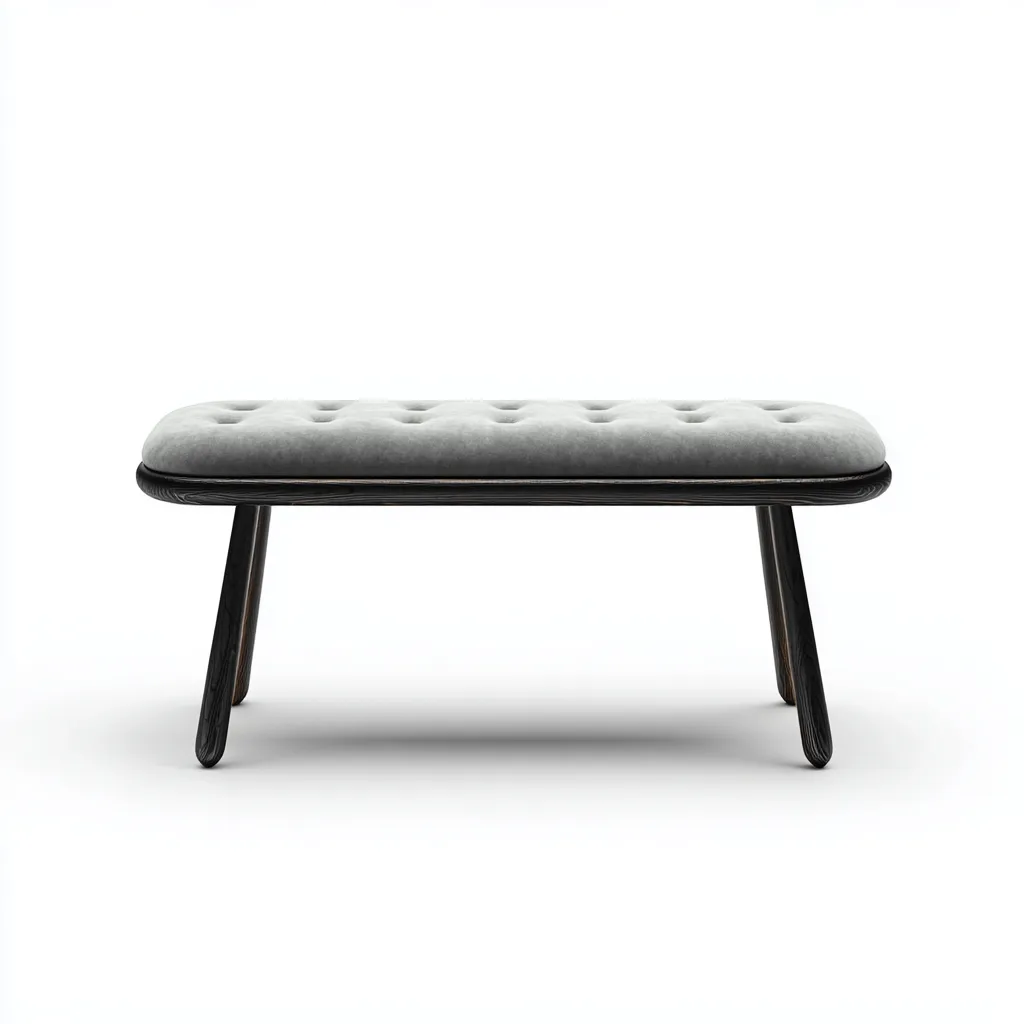 Panca per letto 95x38x44 cm seduta imbottita in tessuto grigio chiaro e gambe in legno scuro - stile moderno - per camera da letto-Craftgoloft