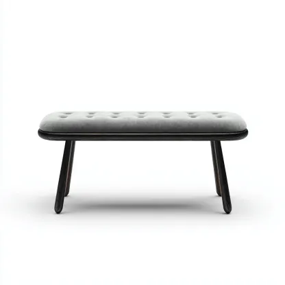 Panca per letto 95x38x44 cm seduta imbottita in tessuto grigio chiaro e gambe in legno scuro - stile moderno - per camera da letto-Craftgoloft