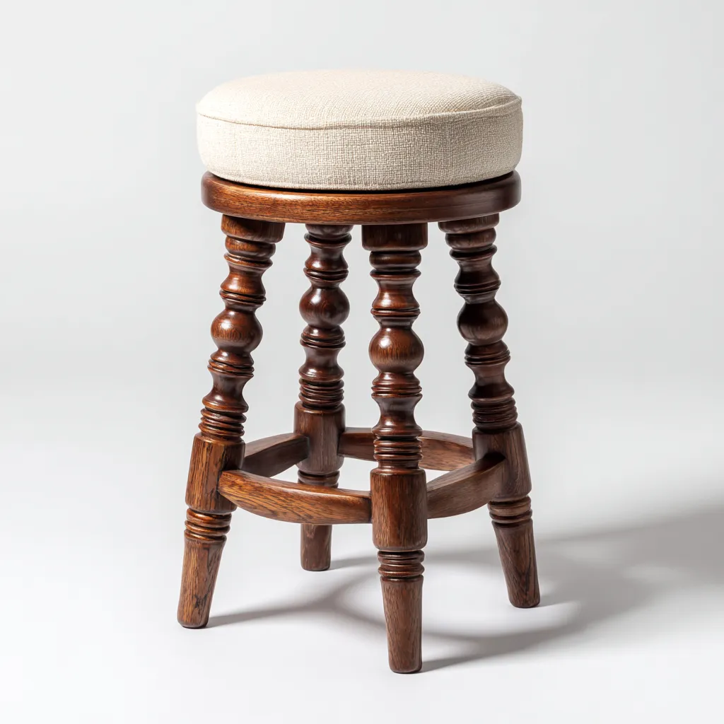 Sgabello da bar in legno e tessuto 35x35x65 cm - marrone-beige - design classico per interni-Craftgoloft