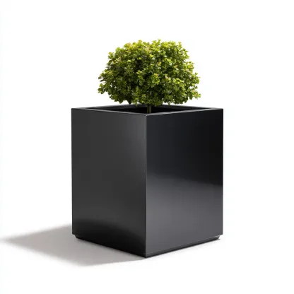 Vaso per piante in metallo 32x32x40 cm - nero - design moderno-Craftgoloft