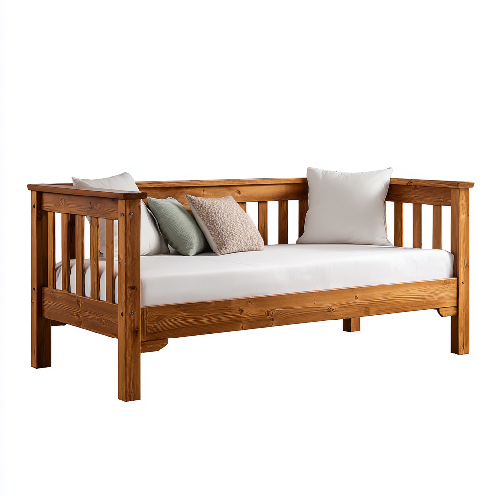 Divano letto in legno 200x90x82 cm - legno naturale - design classico-Craftgoloft