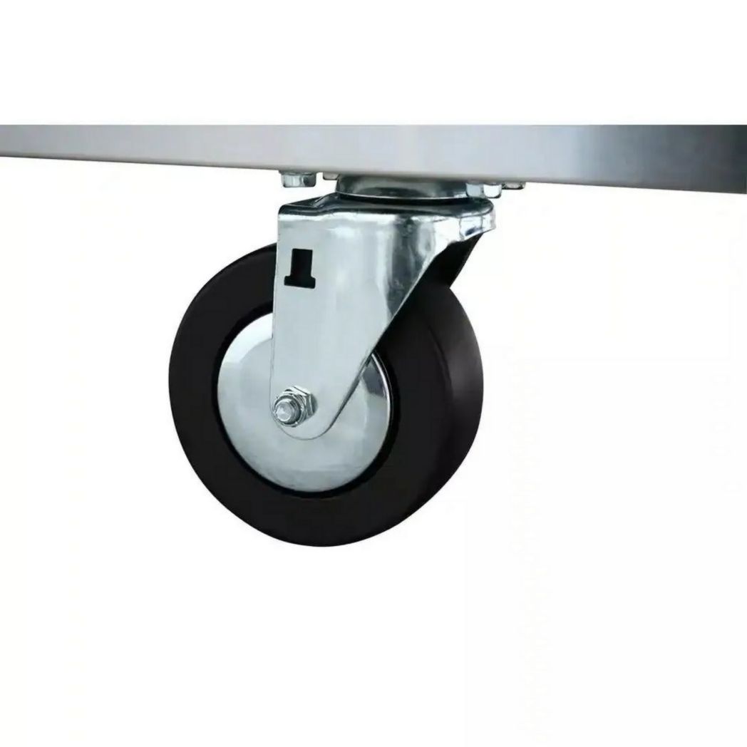 Établi mobile de 72 po, 18 tiroirs et 24 po de profondeur, en bois massif et acier inoxydable