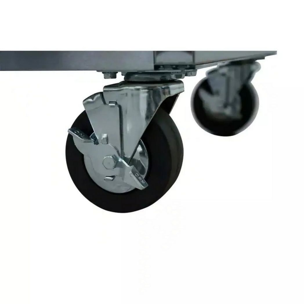 Établi mobile de 72 po, 18 tiroirs et 24 po de profondeur, en bois massif et acier inoxydable