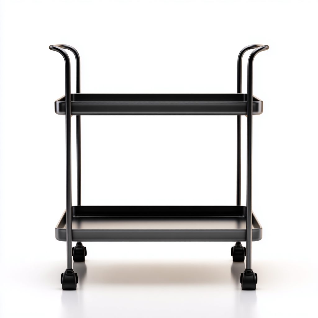 Carrello da cucina - metallo - 68x38x86cm - nero - design moderno-Cottagonest