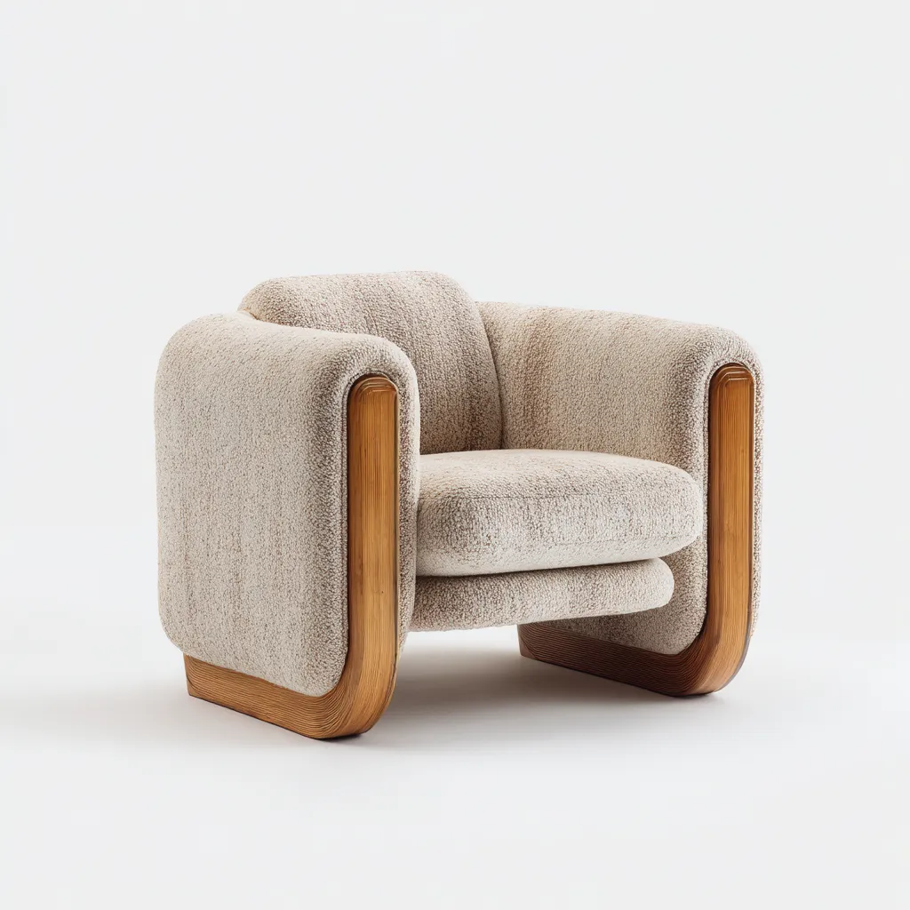 Poltrona da giardino-tessuto-legno-93x85x78cm-beige-design moderno-Cottagonest