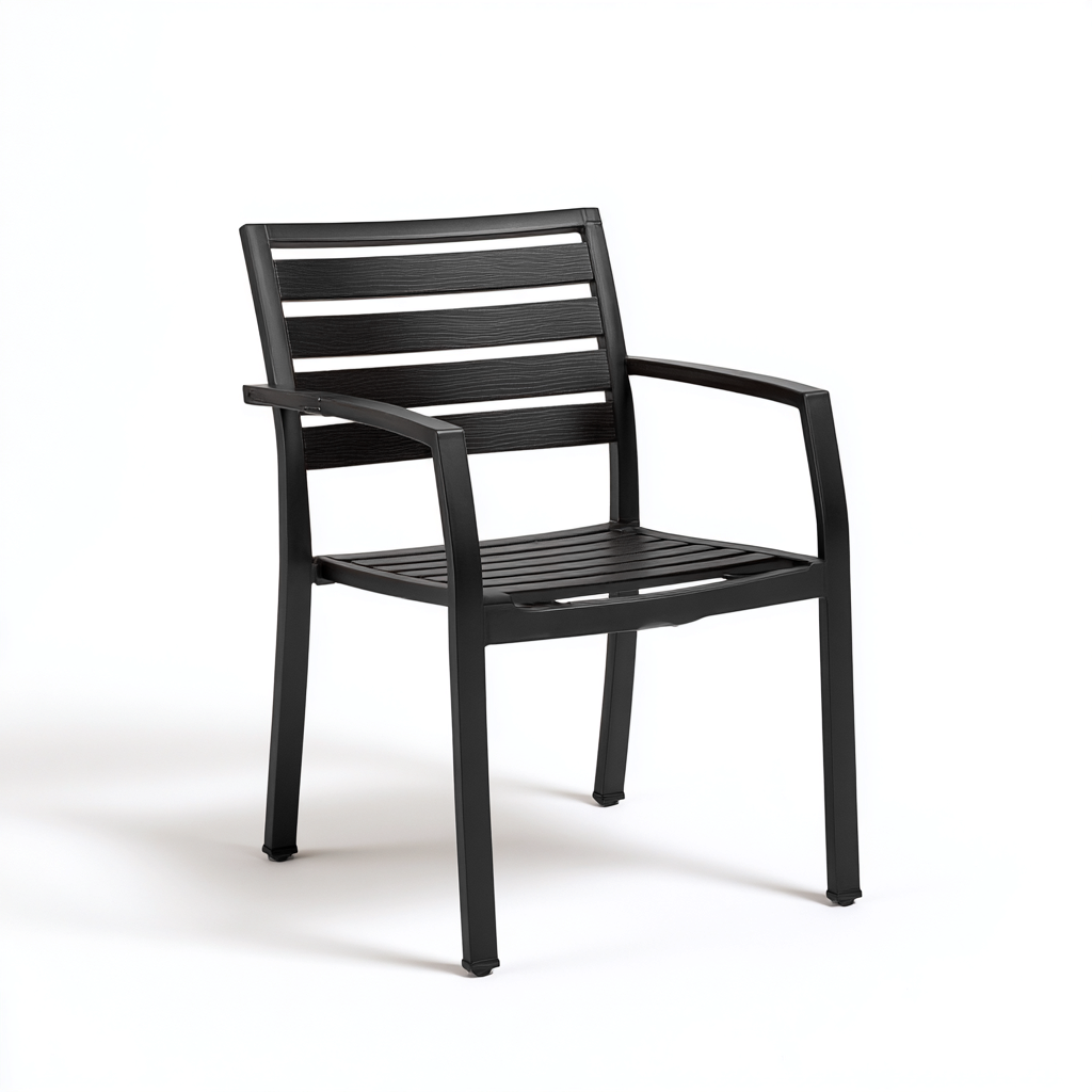 Poltrona da giardino-metallo-PP-61x58x88cm-nero-design moderno-Cottagonest