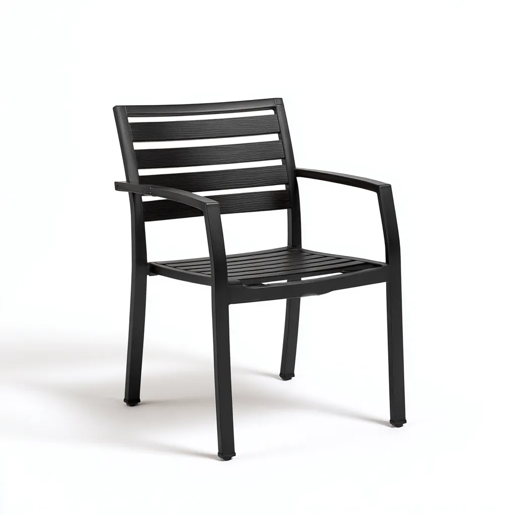 Poltrona da giardino-metallo-PP-61x58x88cm-nero-design moderno-Cottagonest