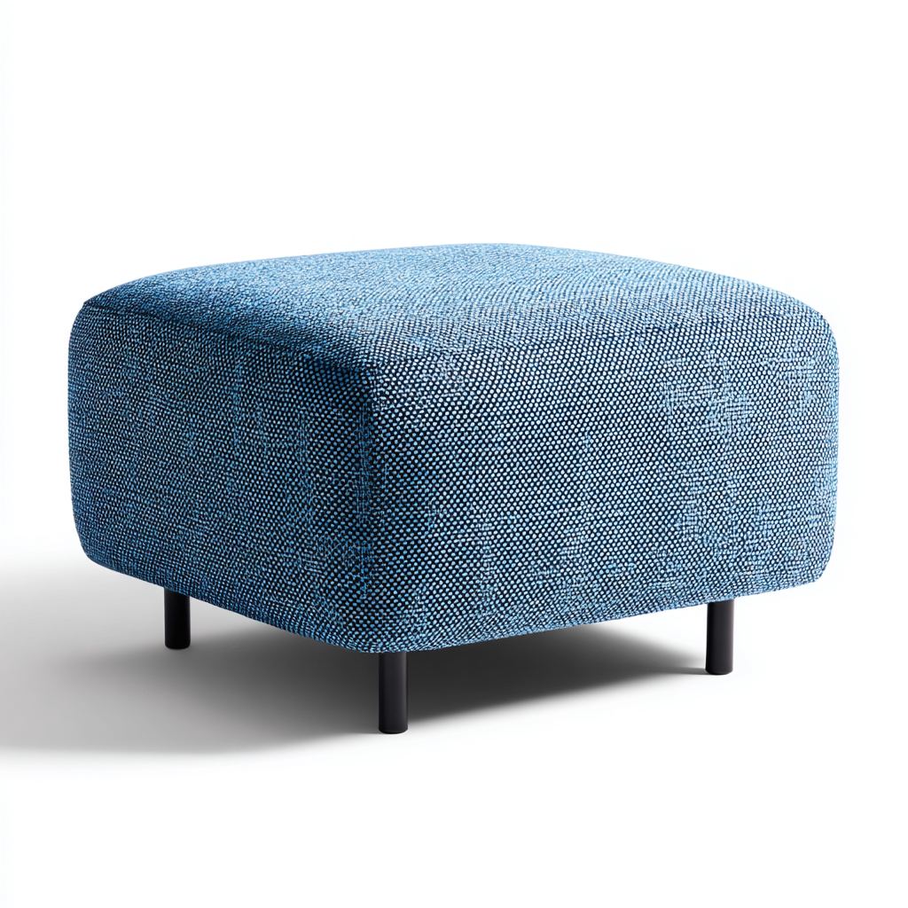 Pouf - tessuto-metallo - 58x58x42 cm - blu-nero - design moderno-Cottagonest