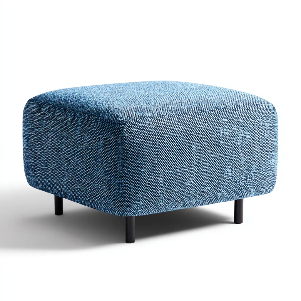 Pouf - tessuto-metallo - 58x58x42 cm - blu-nero - design moderno-Cottagonest