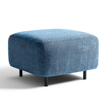 Pouf - tessuto-metallo - 58x58x42 cm - blu-nero - design moderno-Cottagonest