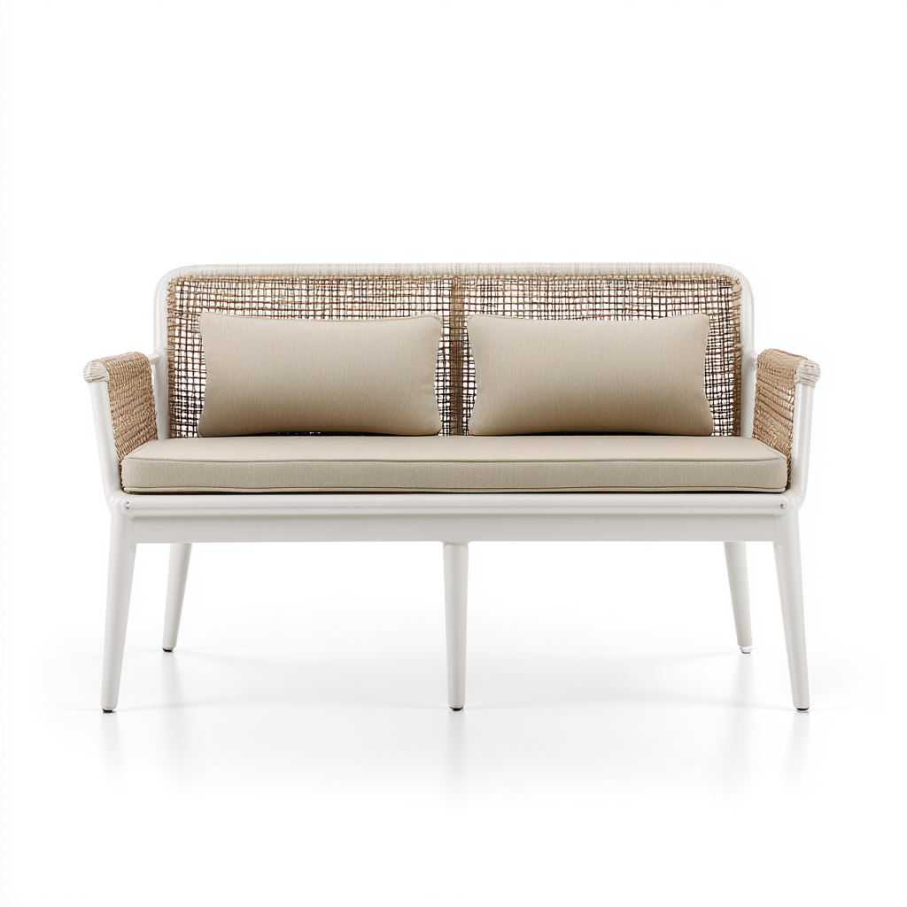 Divani da esterno - metallo - rattan sintetico - 130x70x85 cm - beige - design moderno-Cottagonest