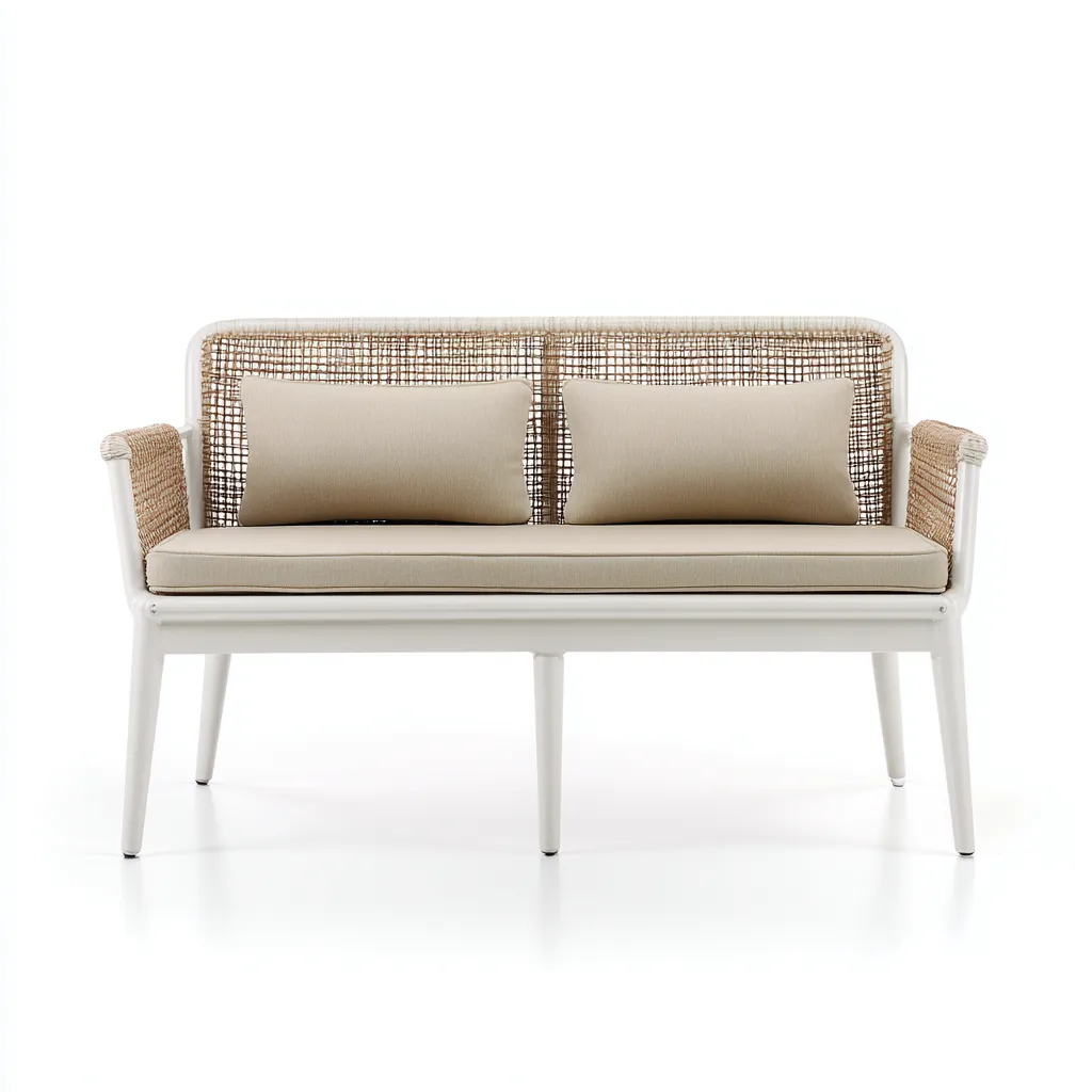 Divani da esterno - metallo - rattan sintetico - 130x70x85 cm - beige - design moderno-Cottagonest