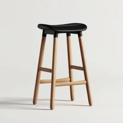 Sgabello da bar-legno-polimero-45x34x76cm-nero-naturale-design moderno-Cottagonest