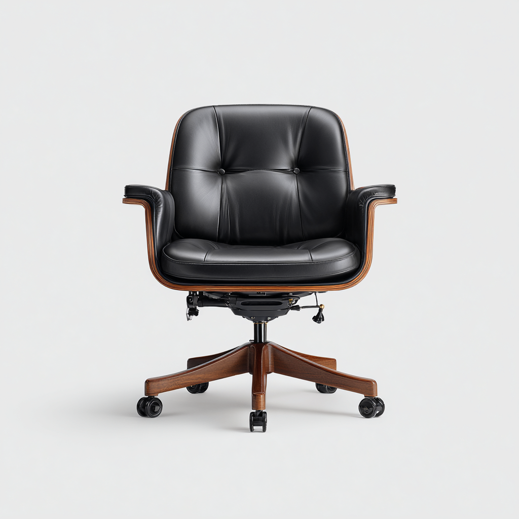 Sedia da ufficio-pelle-legno-metallo-65x63x92cm-nero-design moderno-Cottagonest