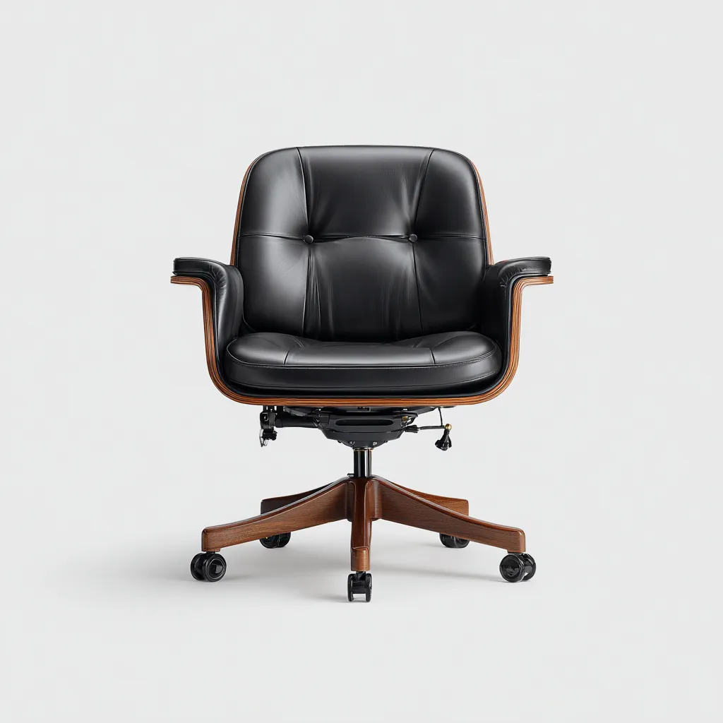 Sedia da ufficio-pelle-legno-metallo-65x63x92cm-nero-design moderno-Cottagonest