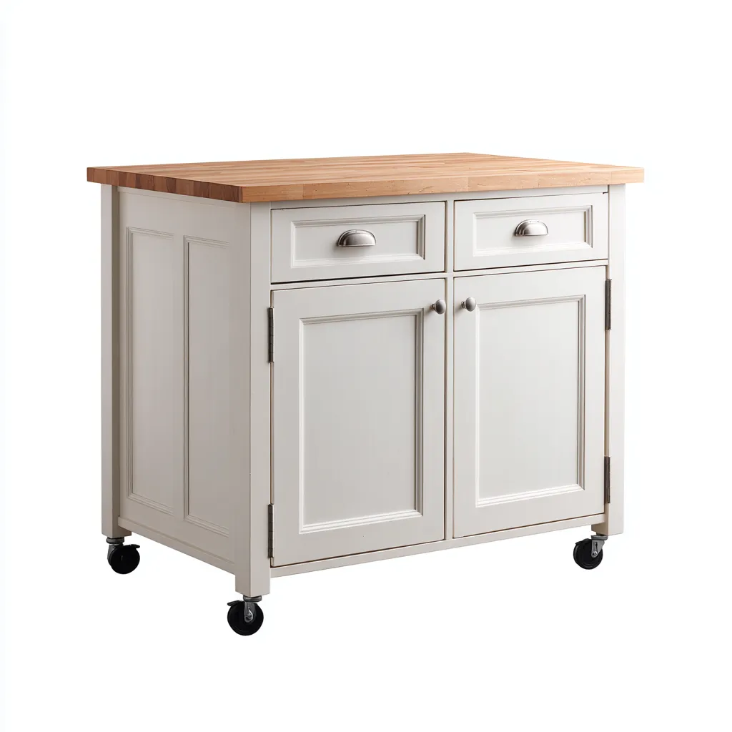 Isola da cucina - legno - 122x60x94cm - bianco-naturale - design contemporaneo-Cottagonest