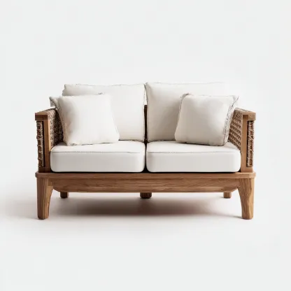 Divani da esterno - legno - rattan sintetico - 140x78x85 cm - beige - design moderno-Cottagonest