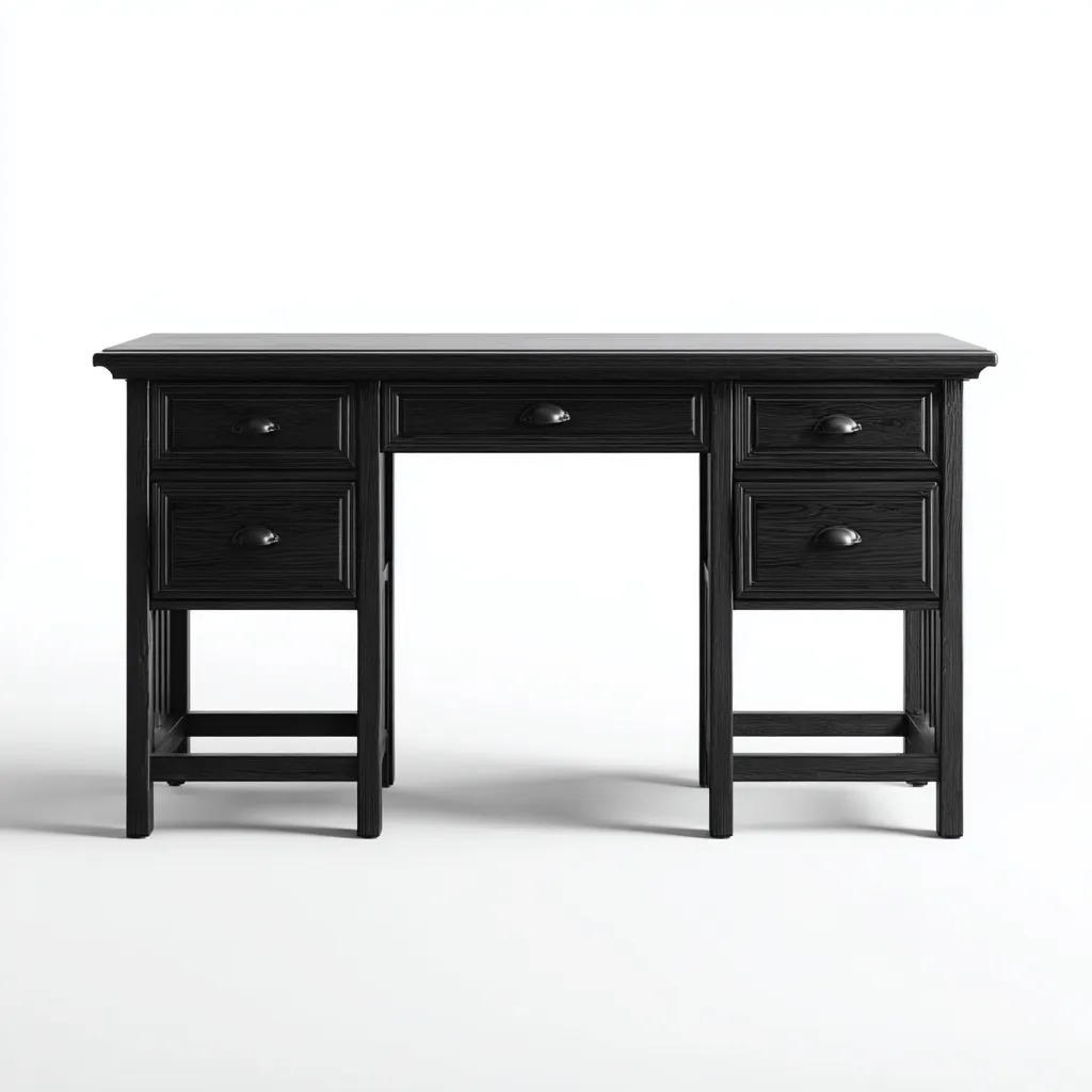 Scrivania - legno - 150x60x76cm - nero - design classico-Cottagonest