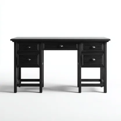 Scrivania - legno - 150x60x76cm - nero - design classico-Cottagonest